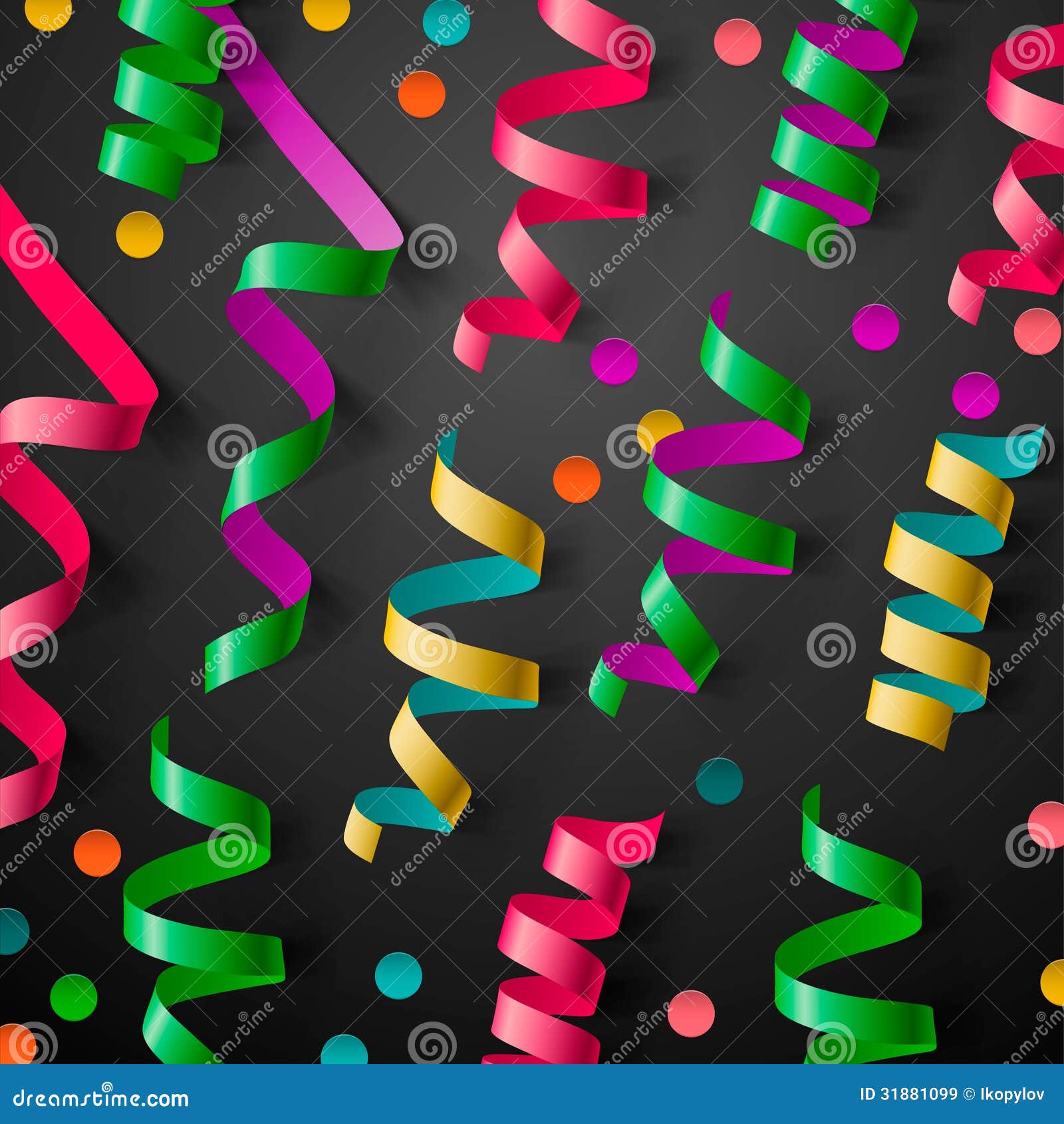 Party Design Template with Streamers and Confetti Stock Vector