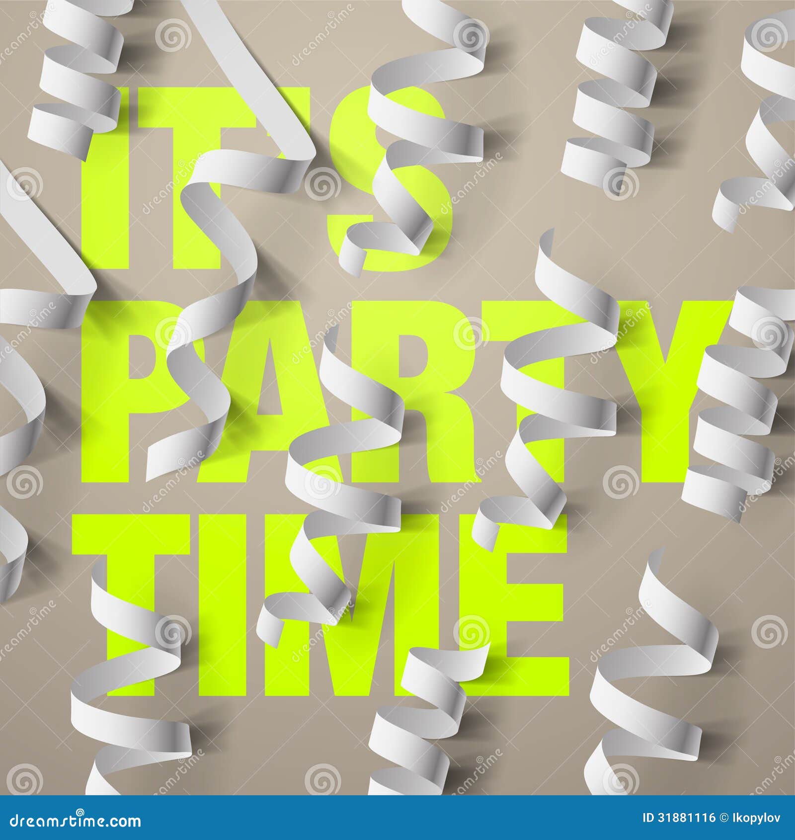 Party Design Template with Streamers and Confetti Stock Vector