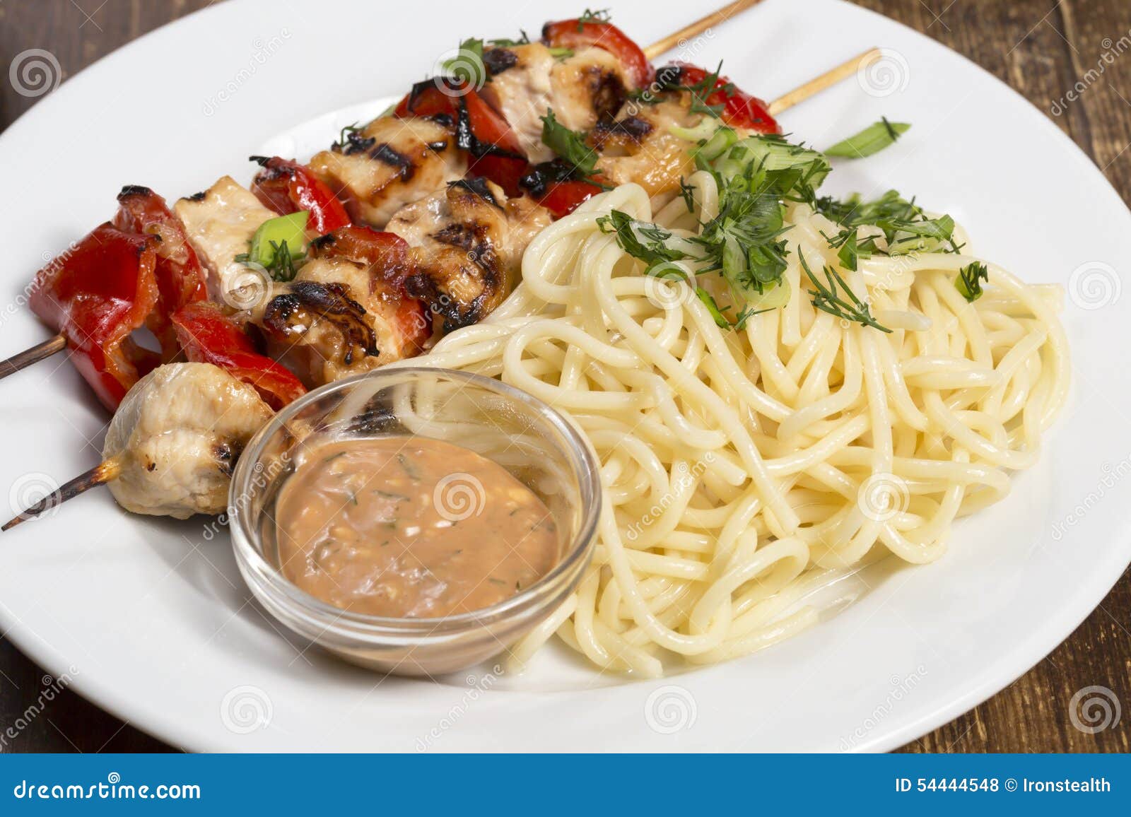 Party Dish.Chicken Barbecue with Spaghetti Stock Photo Image of