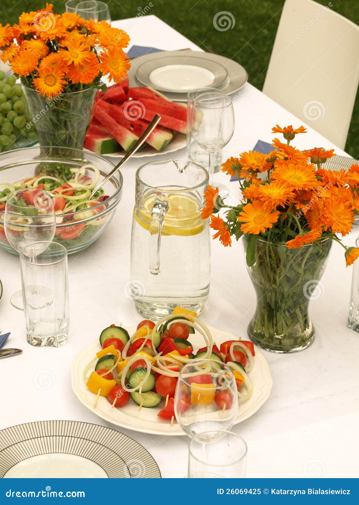 Party dishes stock image. Image of dishes, garden, catering 26069425