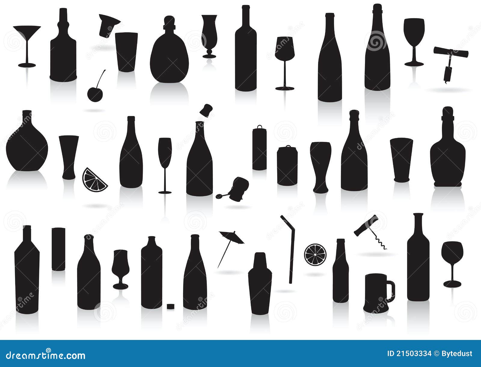 Party Drinks Silhouette Set. Stock Images Image 21503334