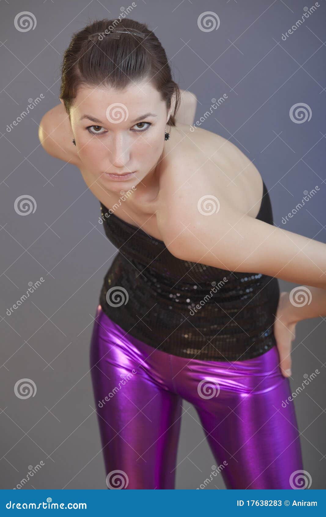 Party Girl in Shiny Leggings Stock Image - Image of leisure, portrait:  17638283