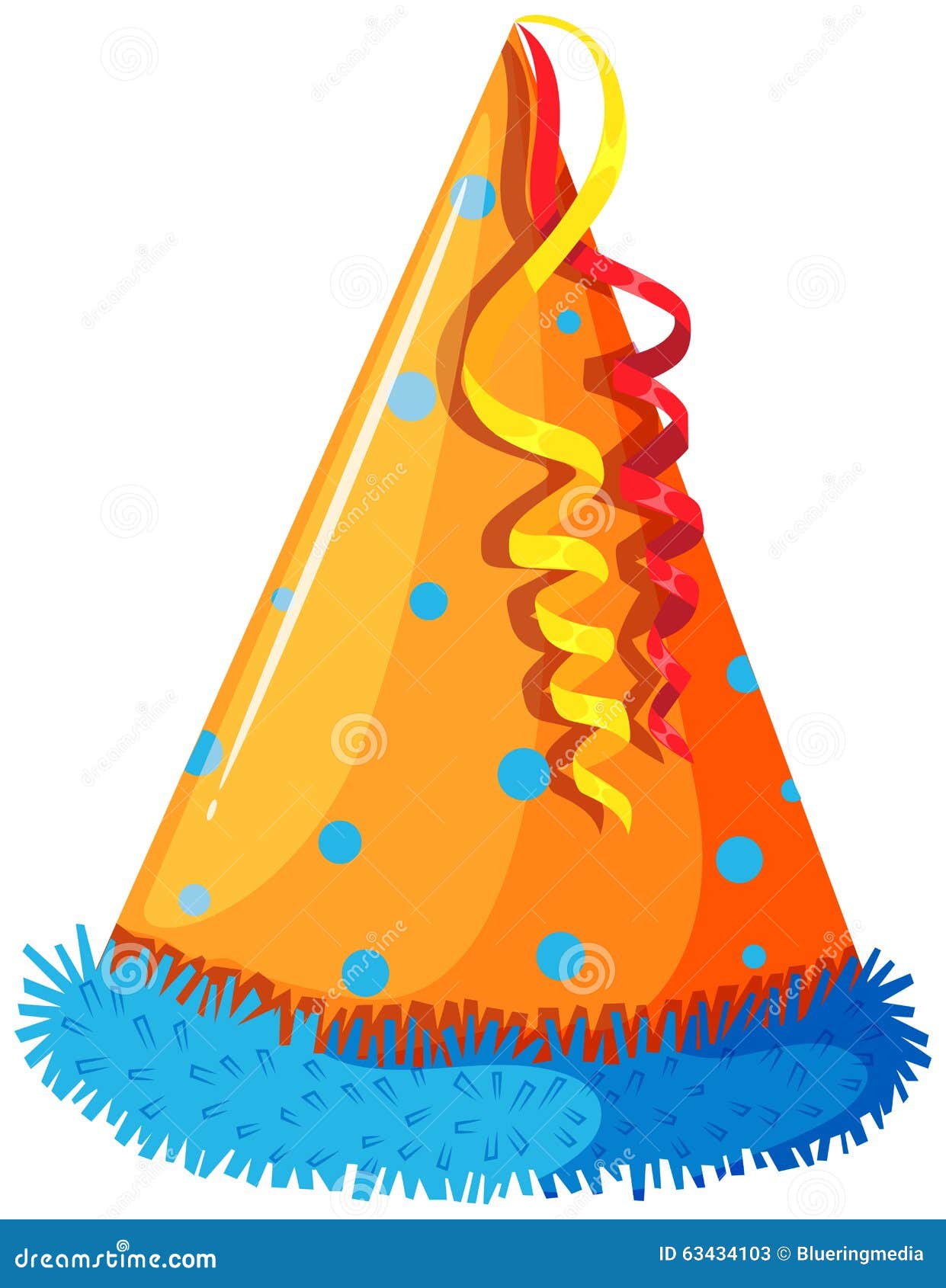 Party hat in orange color stock vector. Illustration of rope 63434103