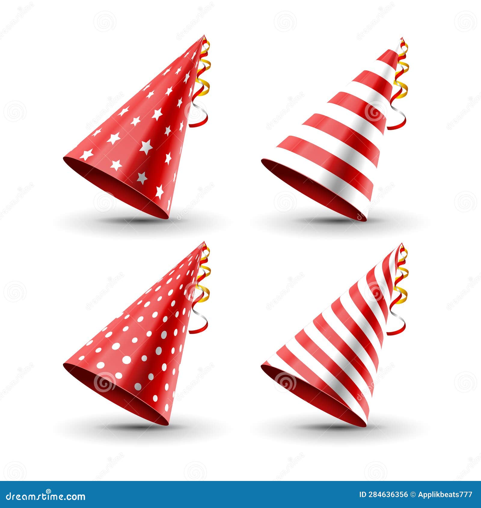 Party Hat Set Isolated on a White. Birthday Hat Set. Vector Fun ...
