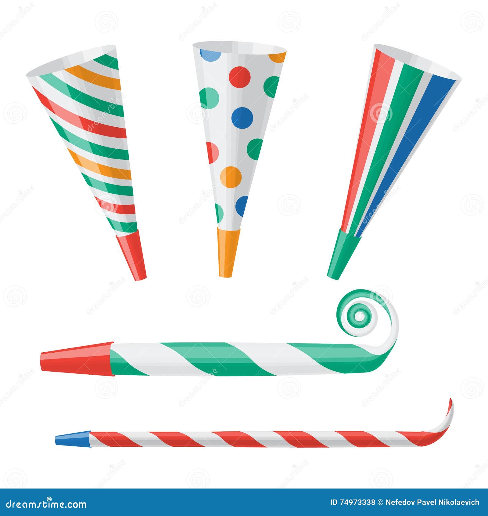 Party Horn Vector Illustration Isolated on White Background Stock