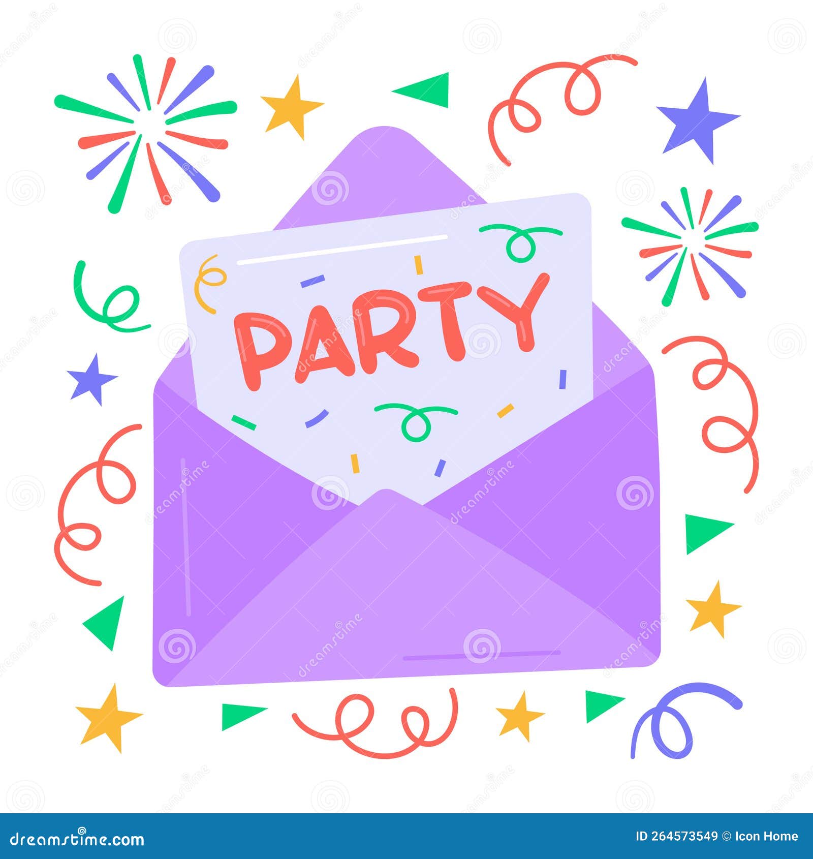 Party Invitation Envelope Sticker Design in Trendy Style, New Year