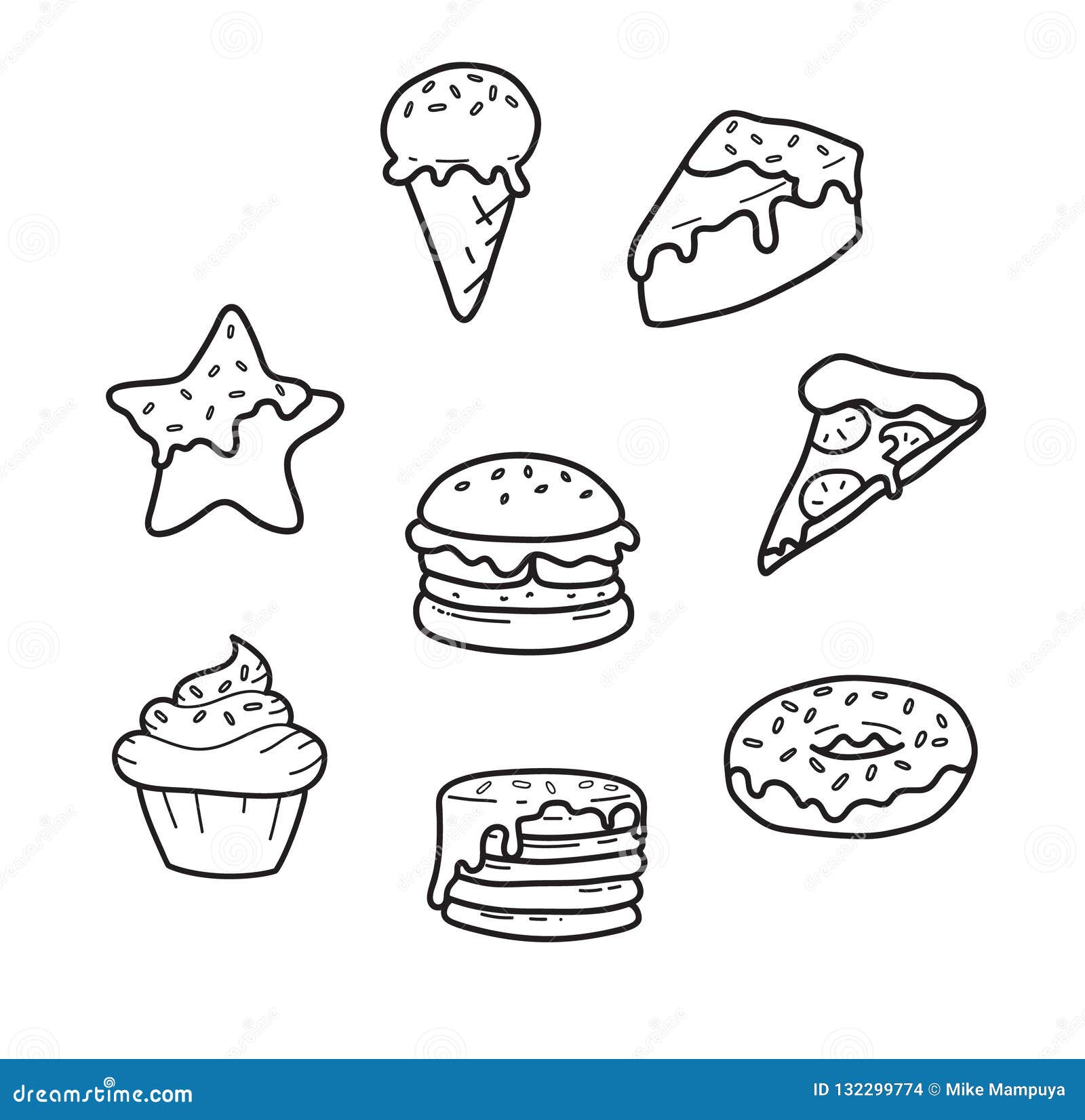 Party Junk Food Lines Cute Drawing: Pizza, Cupcake, Ice Cream, Gingerbread, Burger, Pancakes, Donut, Cake. Vector Stock Vector - Illustration of burger, ginger: 132299774 Party Junk Food Lines Cute Drawing: Pizza, Cupcake, Ice Cream, Gingerbread, Burger, Pancakes, Donut, Cake. Vector Stock Vector - Illustration Of Burger, Ginger: 132299774
