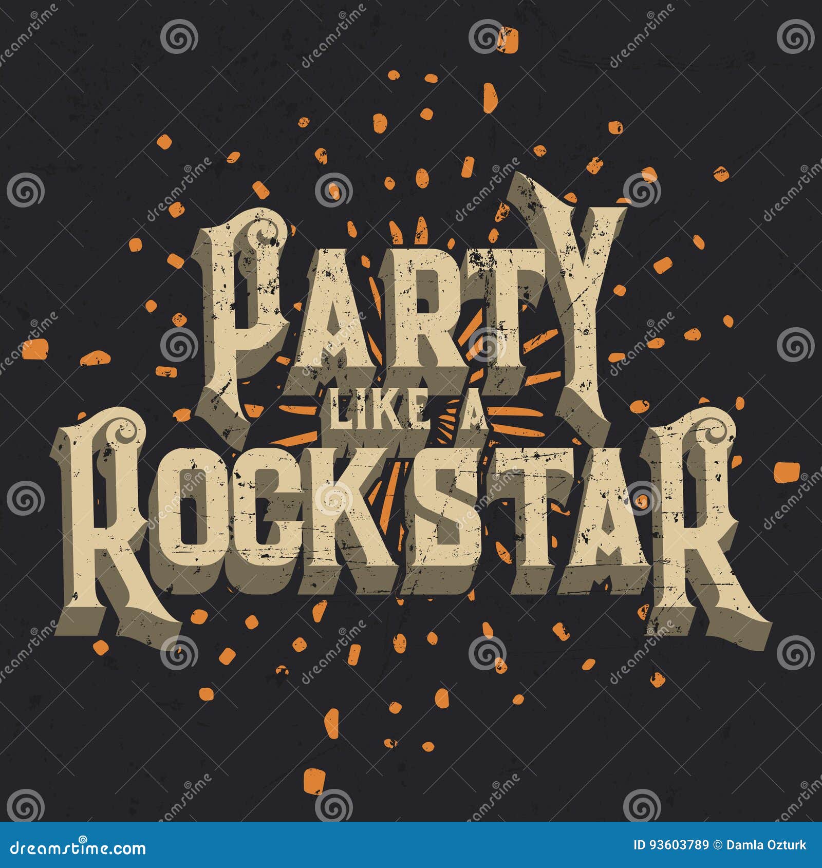 Party Like A Rockstar T Shirt Graphic Design Vector Illustration Stock Vector Illustration Of