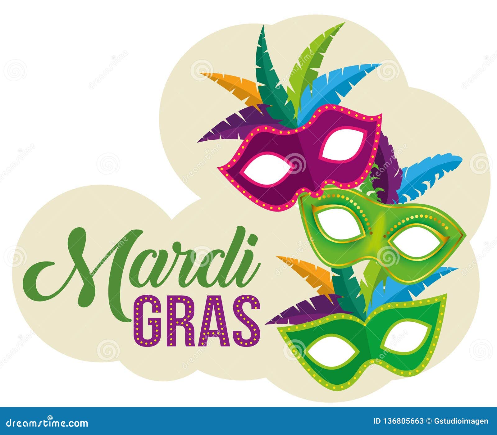 Party Masks with Mardi Gras Celebration Stock Vector - Illustration of ...