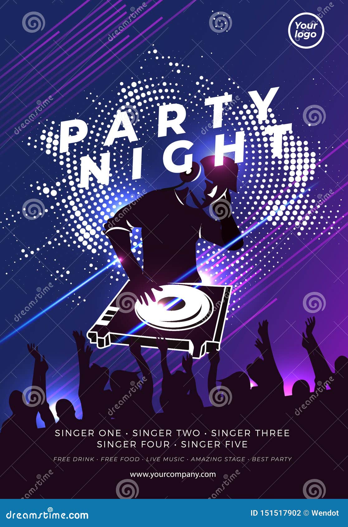 Party Night Blue Poster Layout Template Background Stock Vector -  Illustration of modern, internet: 151517902