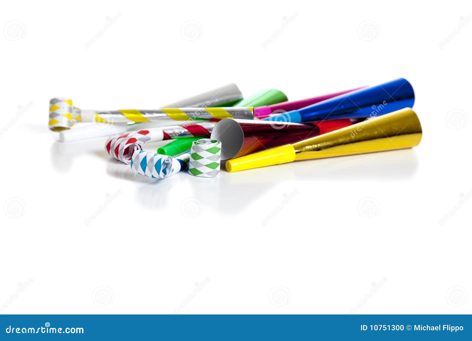 Party Noise Makers on White Stock Photo Image of copy, blast 10751300