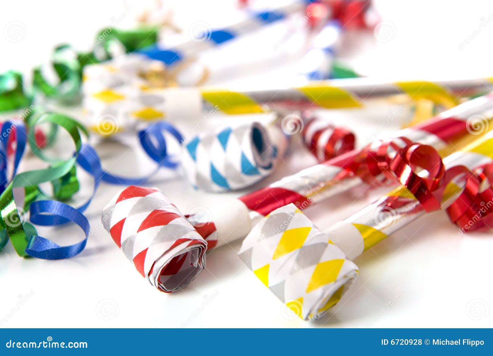 Party Noise Makers on White Stock Photo Image of color, horizontal