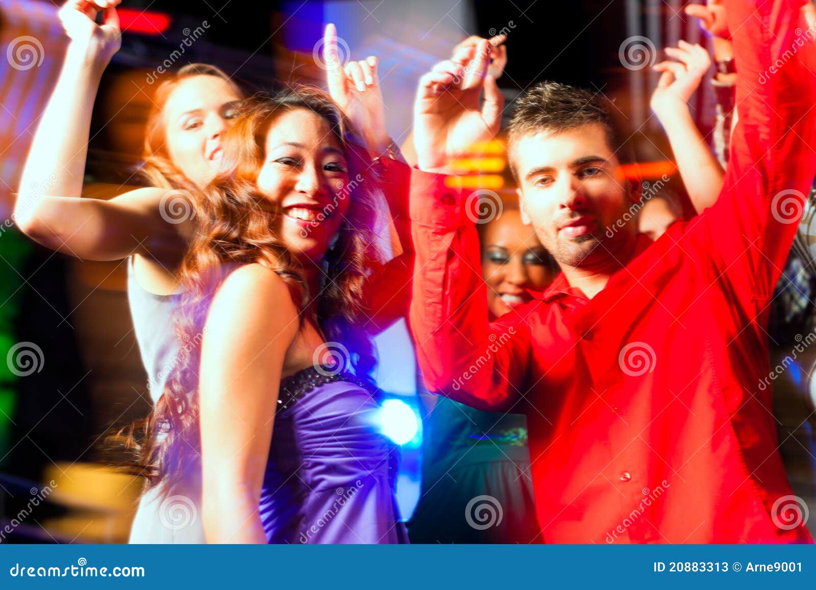 Party People Dancing in Disco or Club Stock Image - Image of asian ...