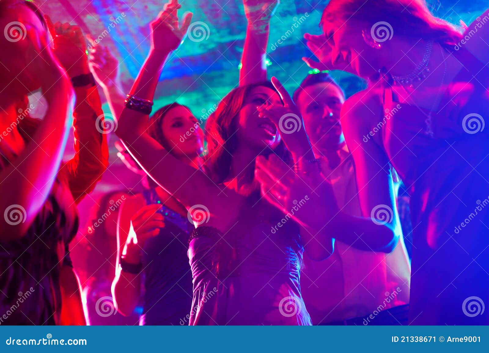Party People Dancing in Disco or Club Stock Image - Image of group