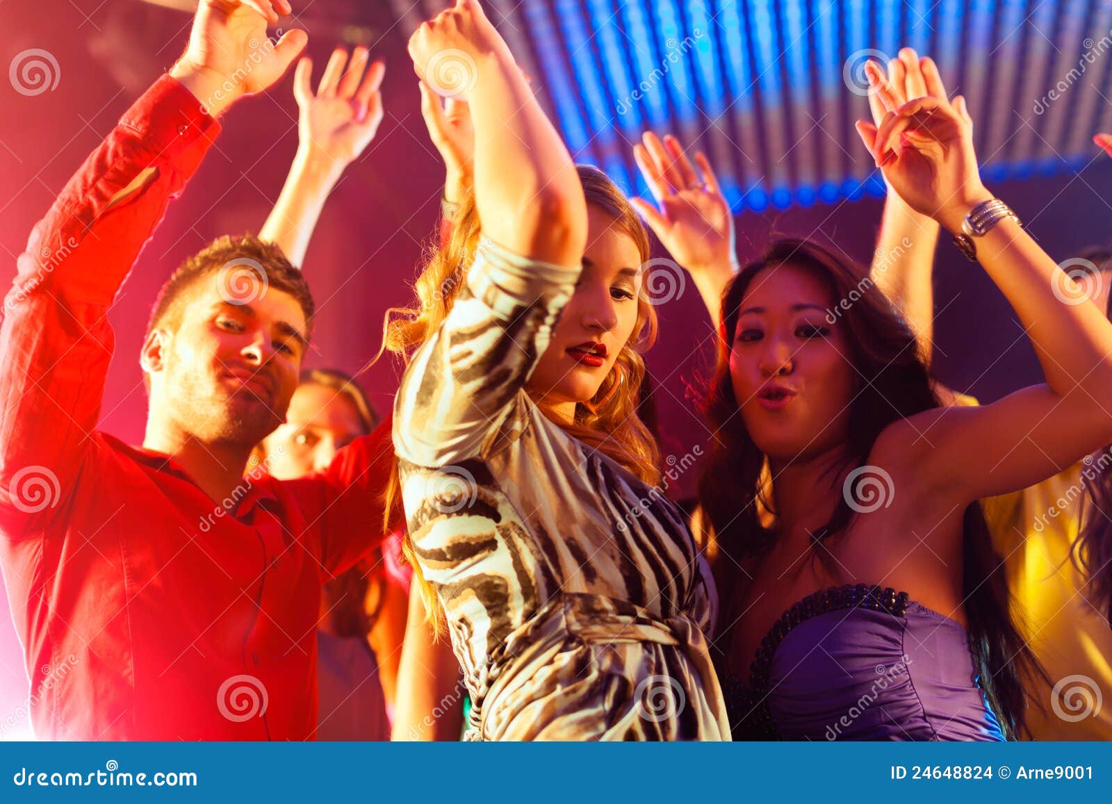 Party People Dancing in Disco or Club Stock Photo - Image of asian ...