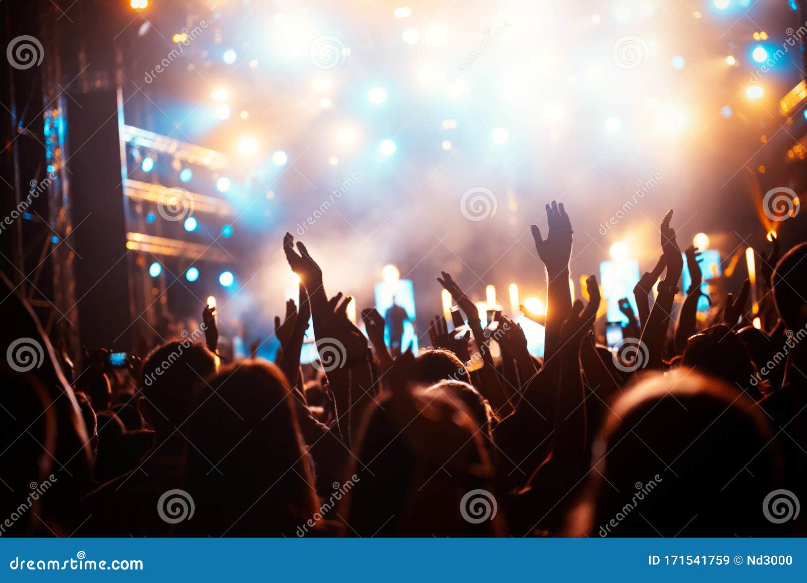 Party People Enjoy Concert at Festival. Summer Music Festival Stock ...