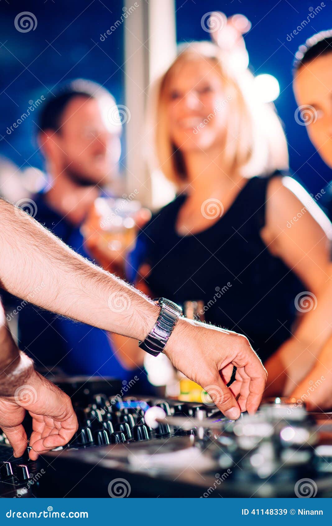 Party People in Front of Turntable Stock Image - Image of mixer ...