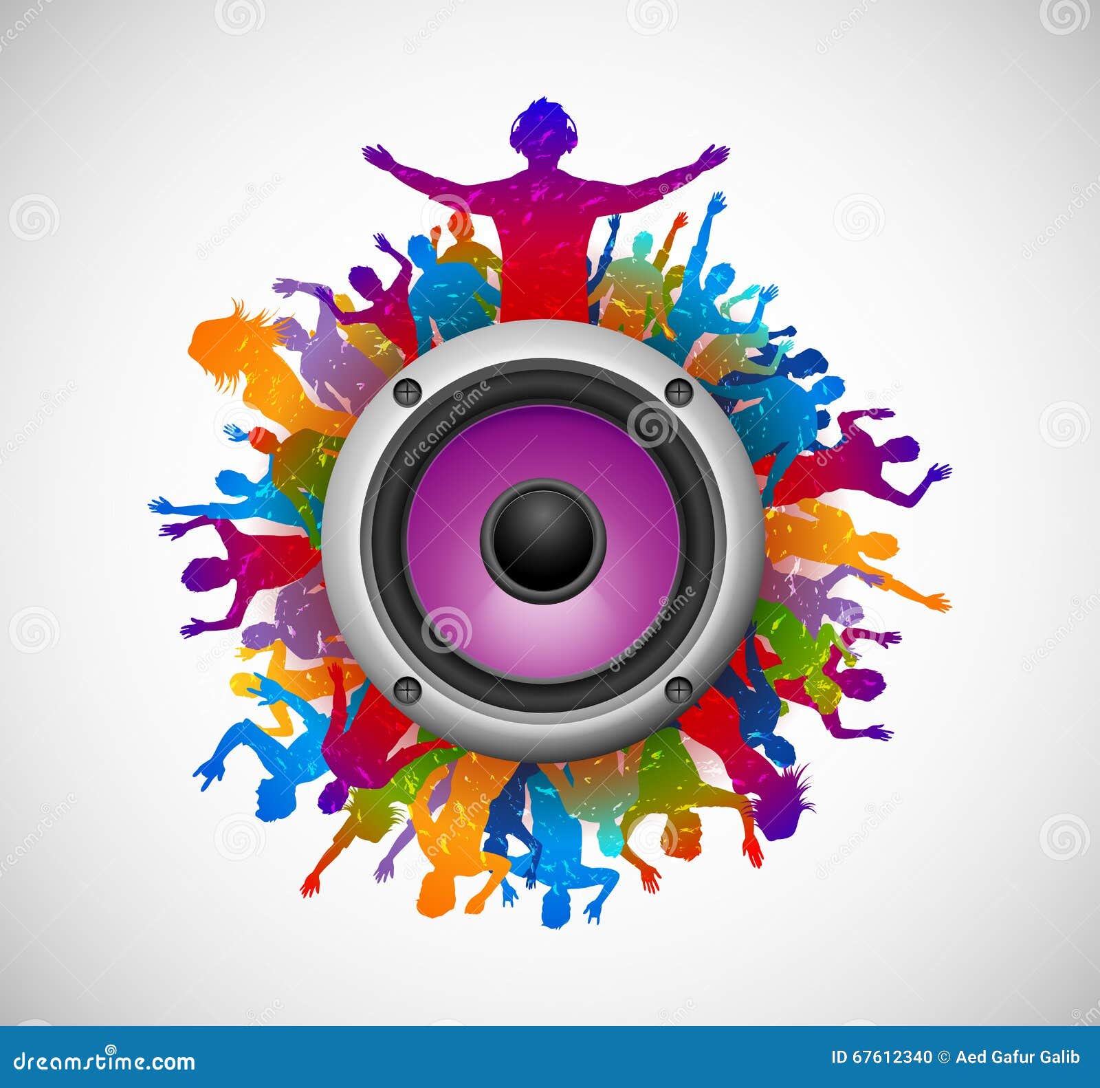 Party People with Sound Speaker Stock Vector Illustration of night