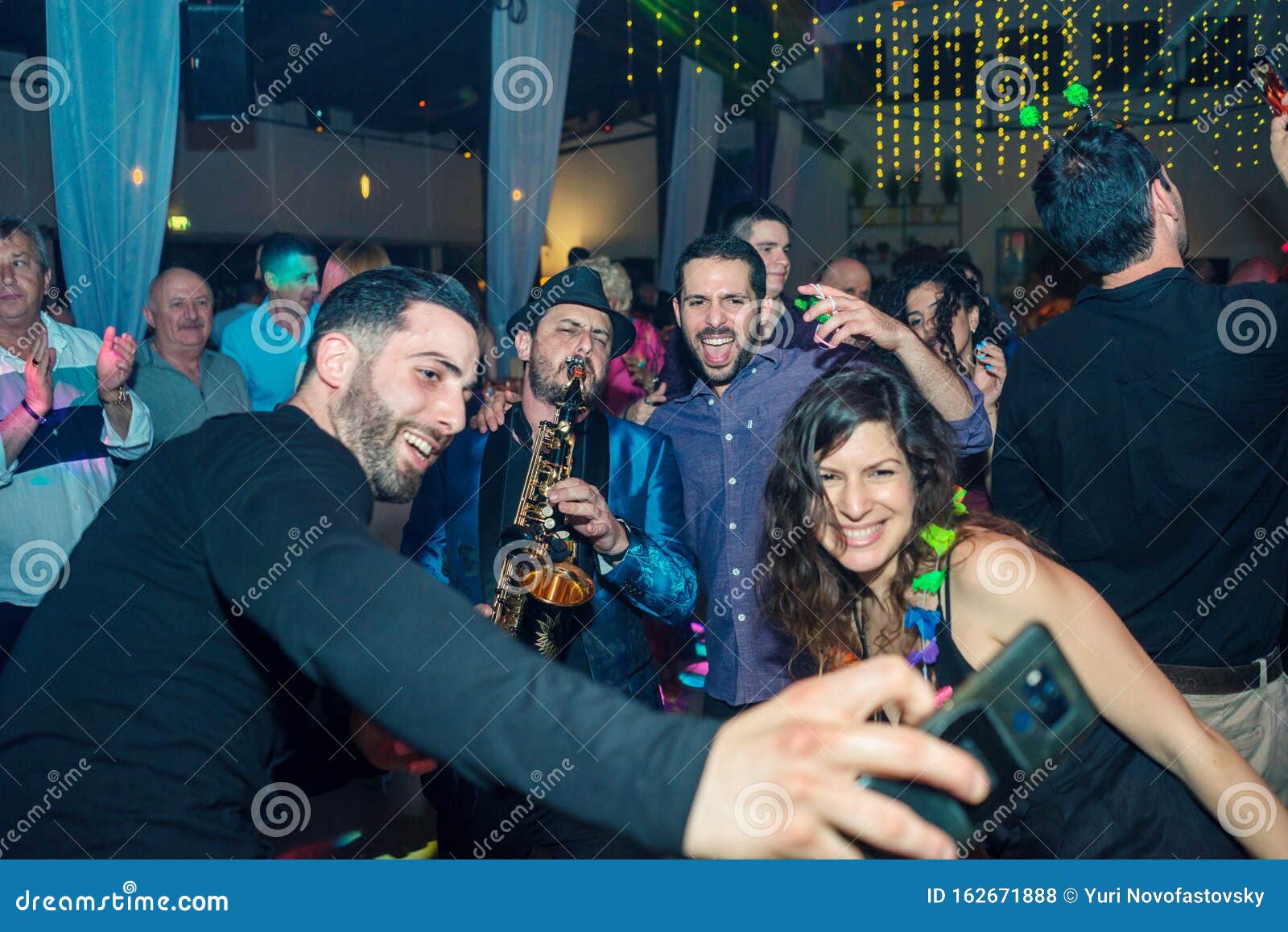 Tel Aviv Israel 04 09 2019 Party People Taking Selfie With