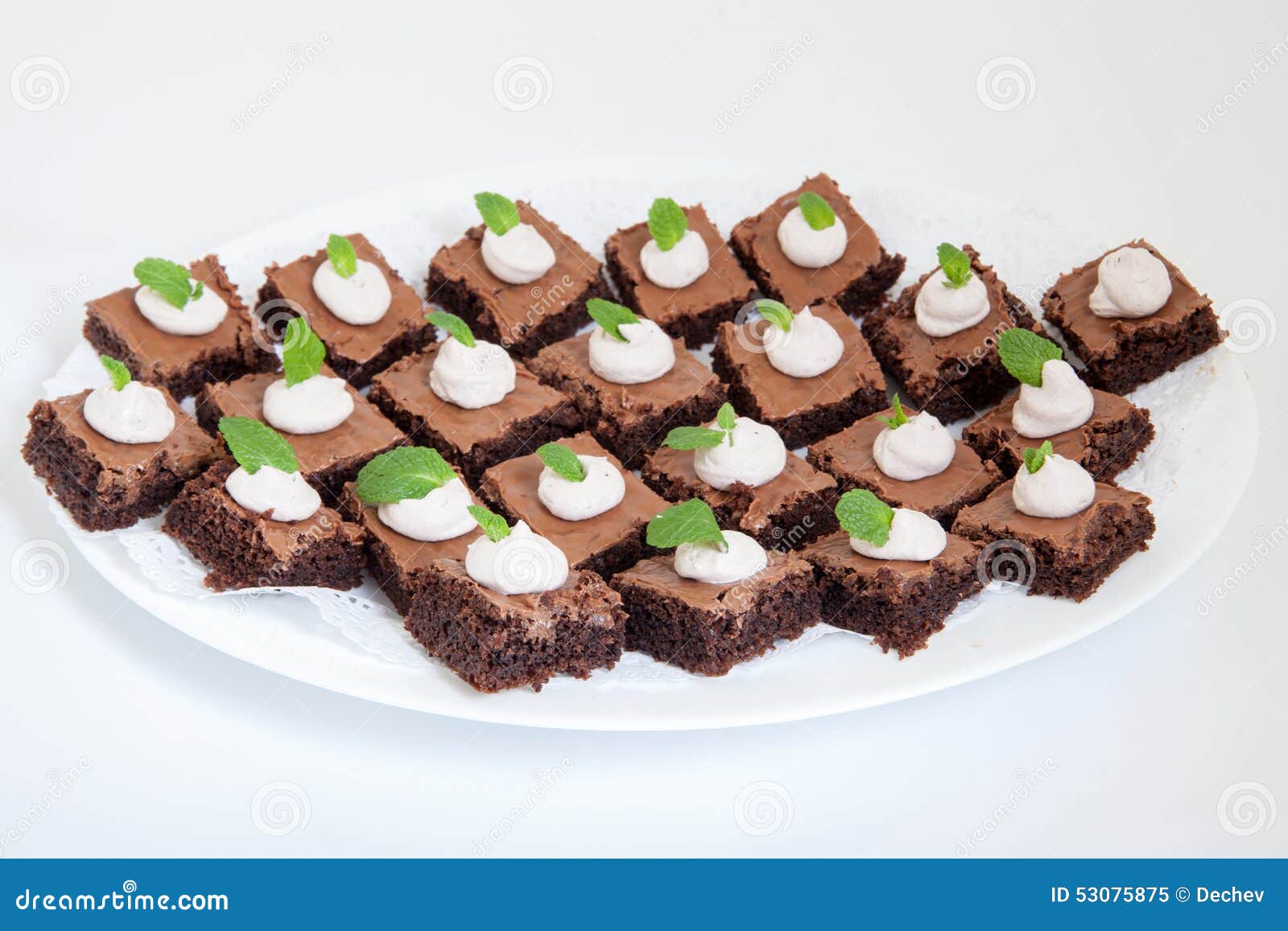 Party Platter with Small Chocolate Cakes Stock Image Image of