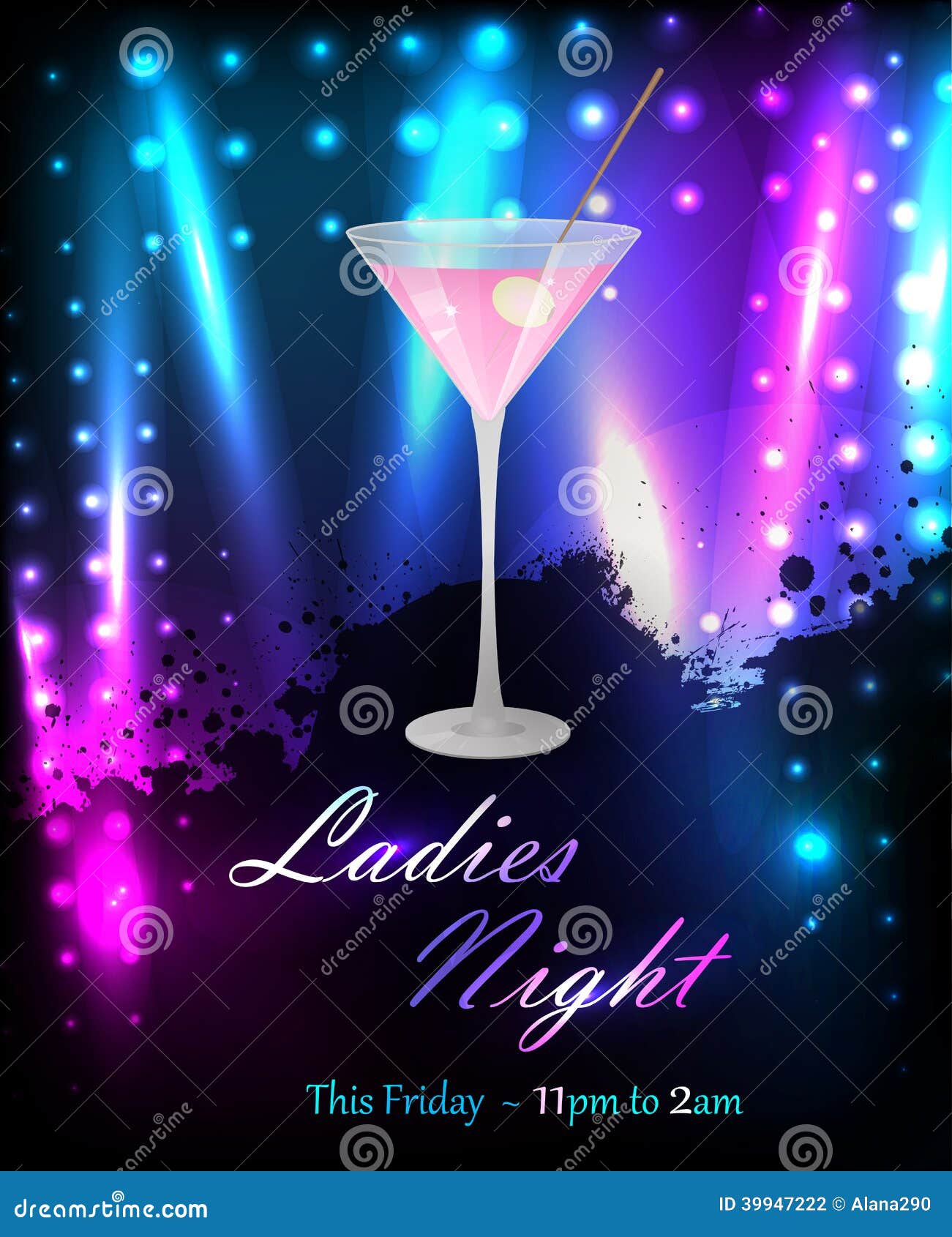 Party Poster Template with Martini Stock Vector - Illustration of ...