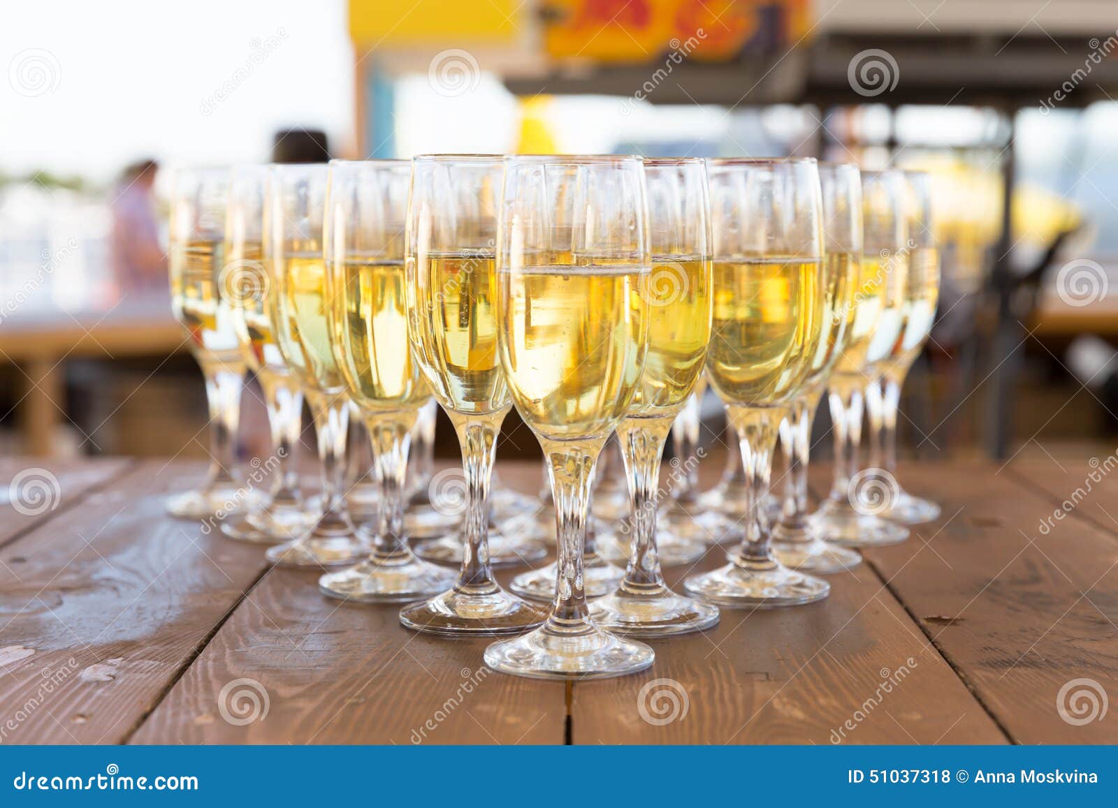 Party Row of Champagne Glasses on Table Stock Photo Image of festive