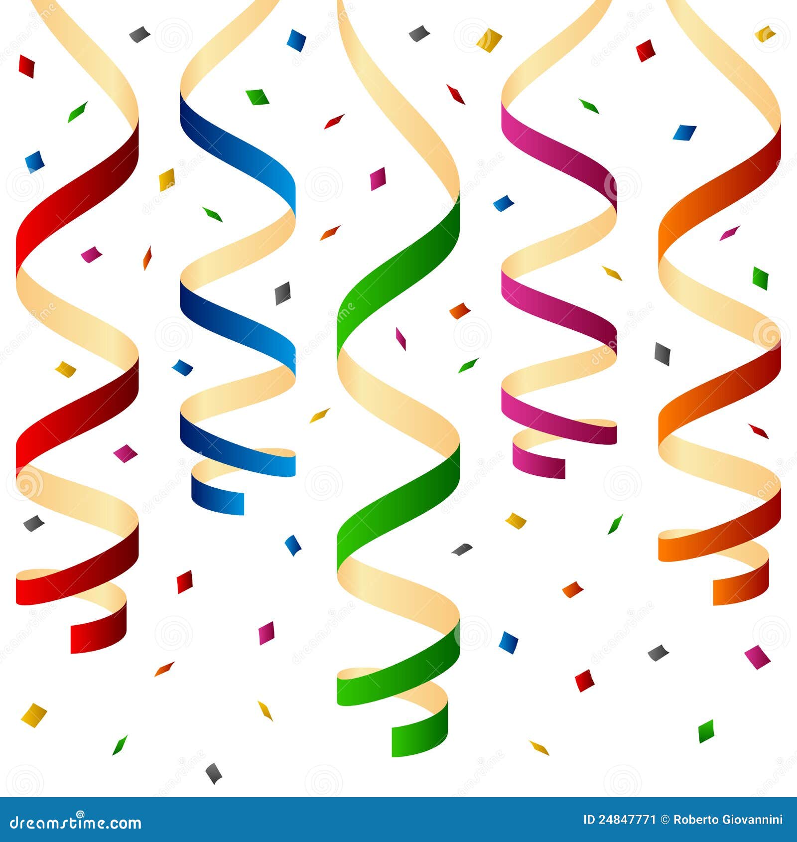 Vector Blue Confetti and Party Streamers Stock Vector by ©ramonakaulitzki  62041535