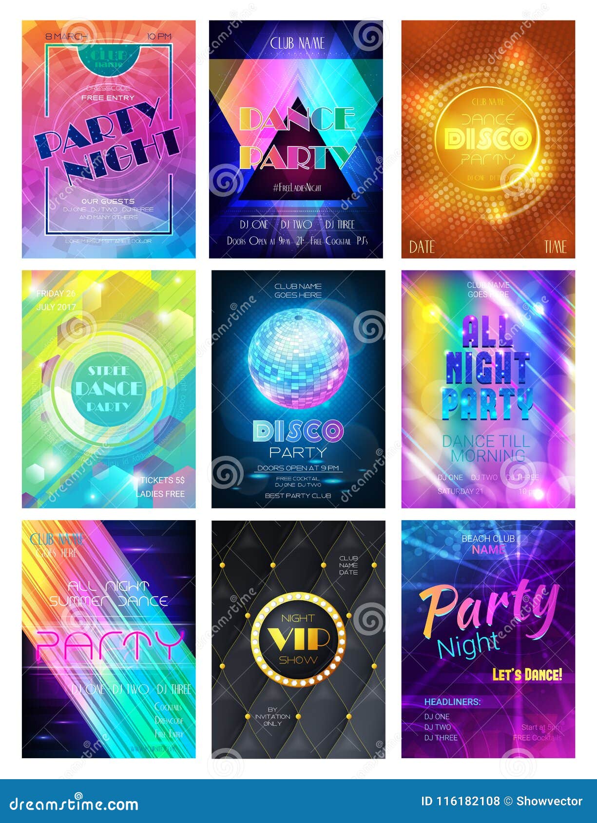 party  pattern disco club or nightclub poster background and night clubbing or nightlife backdrop  set