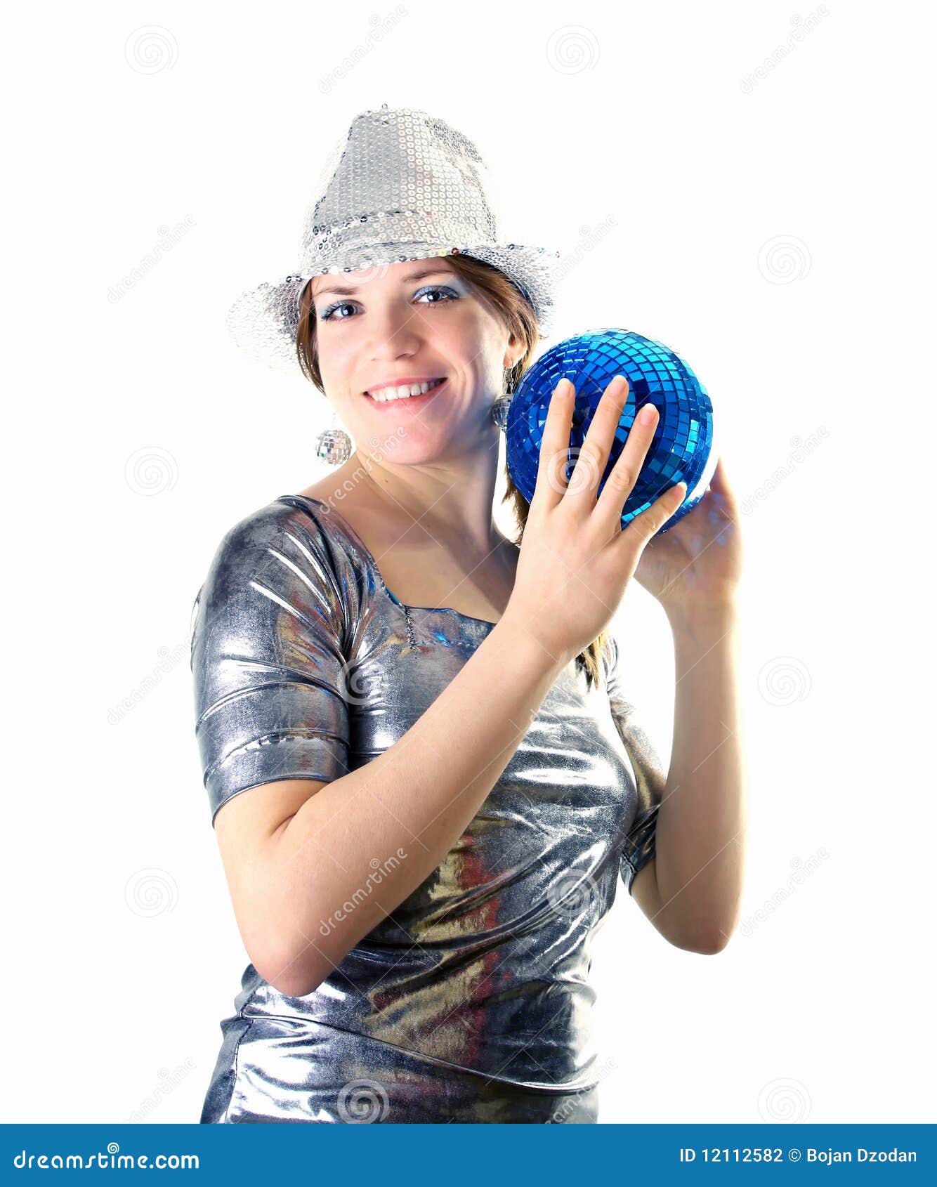 Partymädchen Mit Hut- Und Discokugel Stockfoto - Bild von jugendlicher,  frau: 12112582