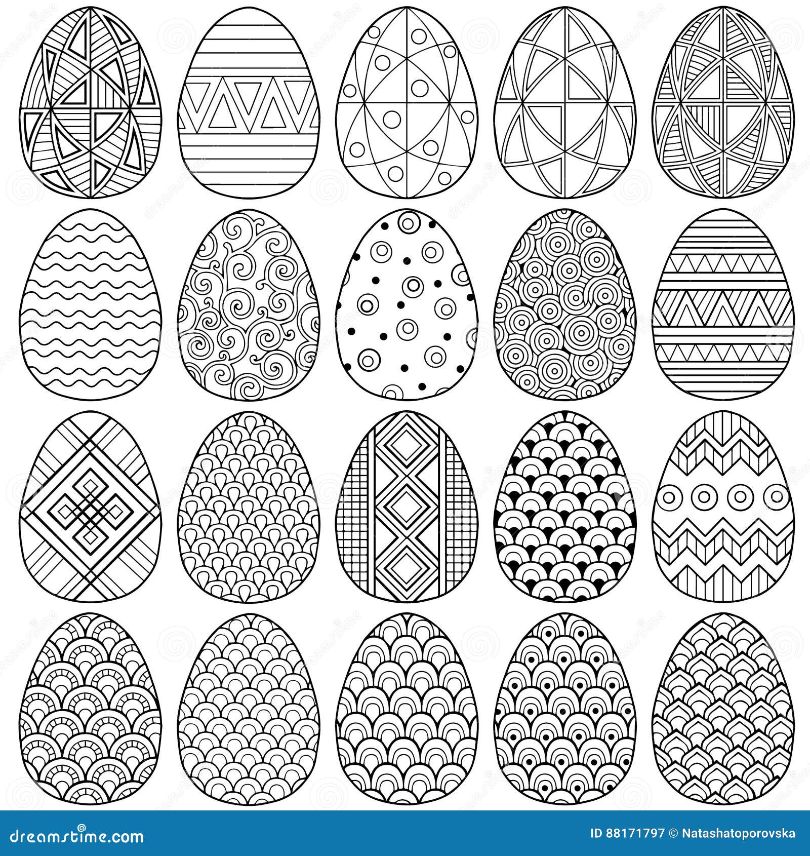 Pascua Feliz Sistema De Los Huevos De Pascua Blancos Y Negros Del