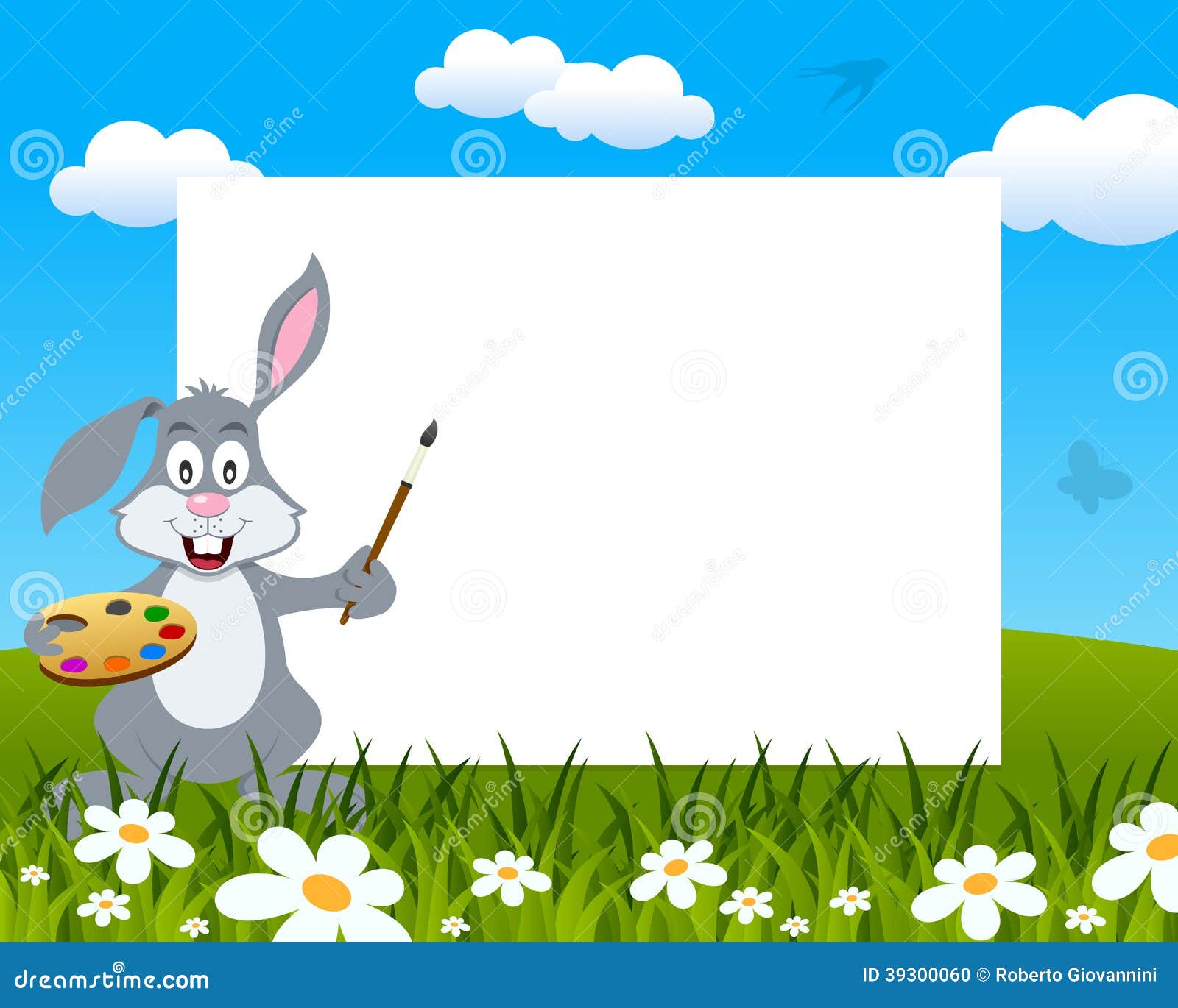 Pasen Bunny Rabbit Photo Frame Vector Illustratie Illustration of