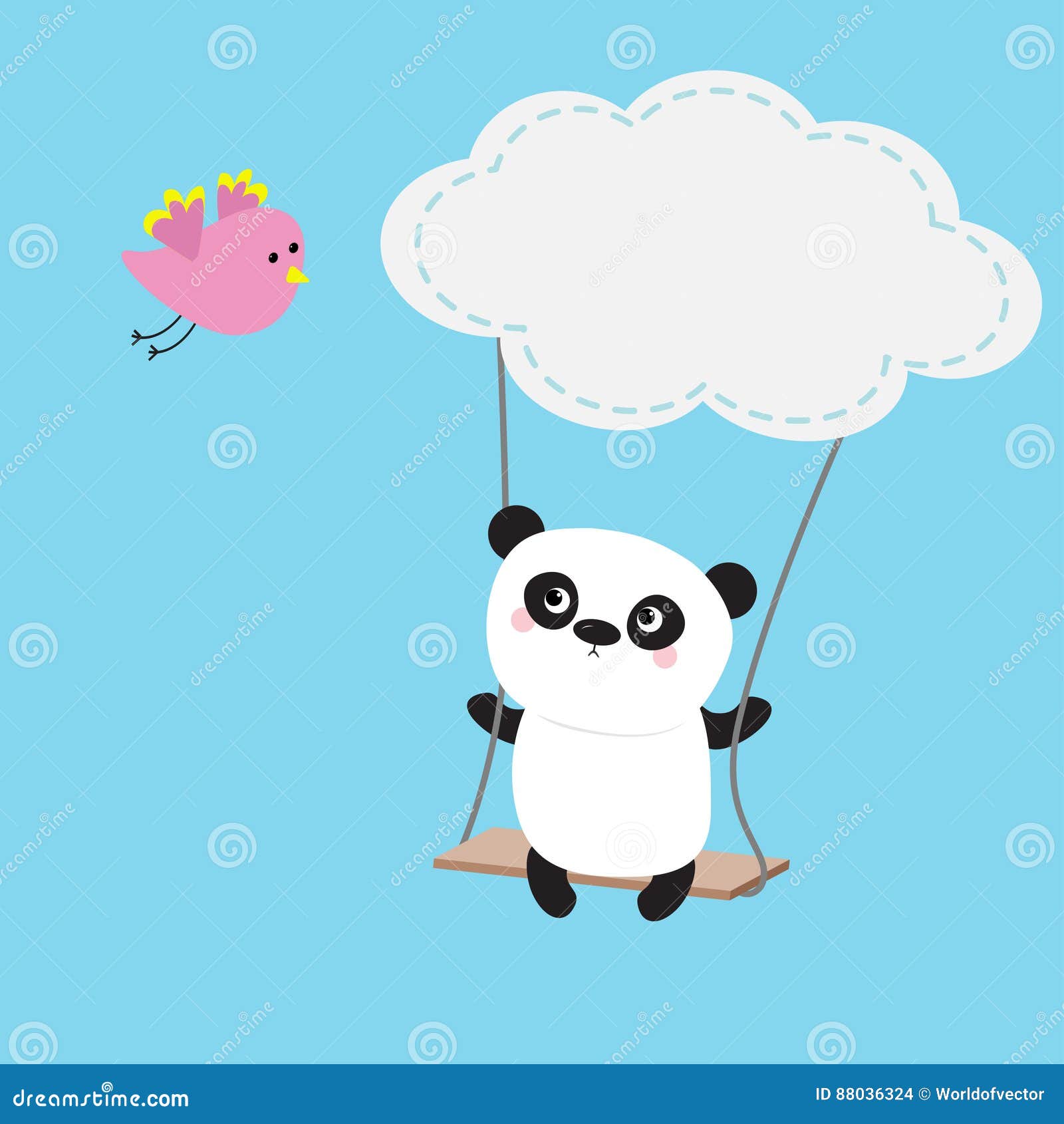 Paseo De La Panda En El Oscilación Forma De La Nube Pájaro Rosado Que Vuela  Personaje De Dibujos Animados Gordo Lindo Colección D Ilustración del  Vector - Ilustración de bandera, rociada: 88036324