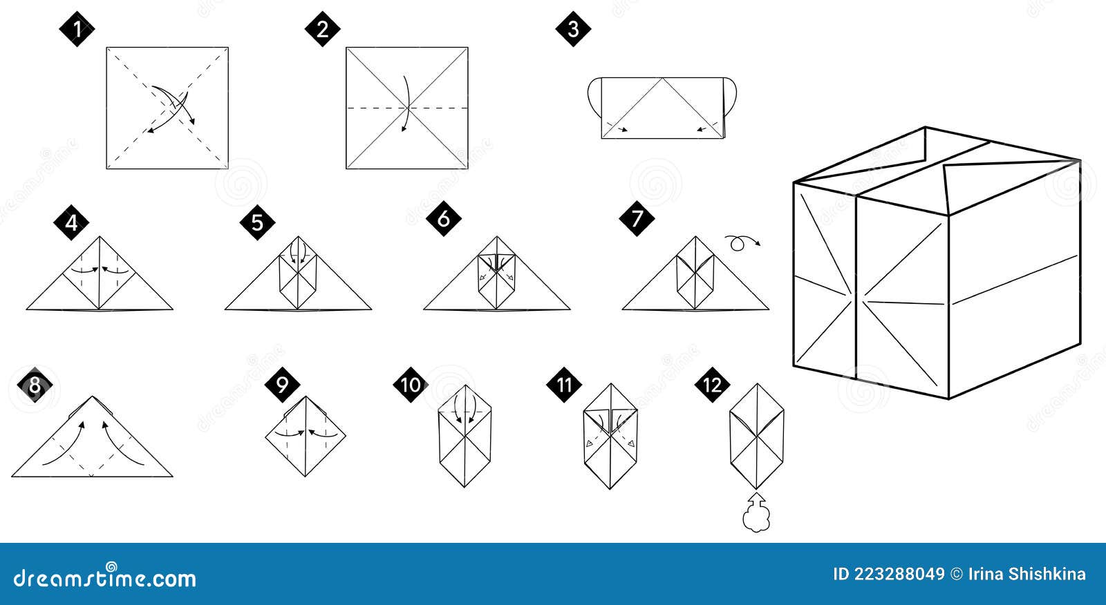 Hacer Un Cubo 3d Paso a Paso Cómo Hacer Un Juguete De Cubo 3d De Origami Ilustración del  Vector - Ilustración de tradicional, contorno: 223288049