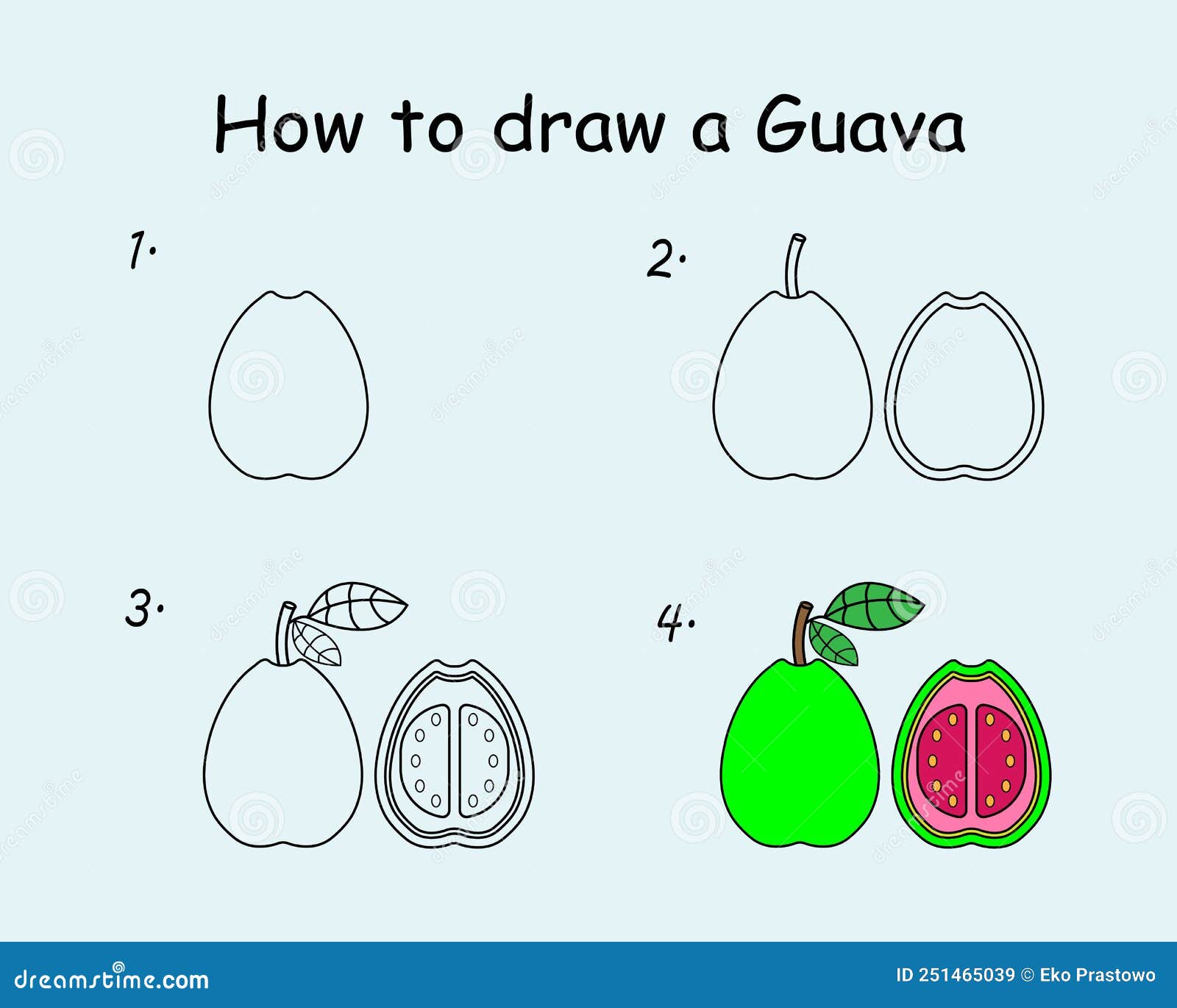 Paso a Paso Para Dibujar Una Guayaba. Tutorial De Dibujo a Guayaba. Lección  De Dibujo Para Niños. Ilustración Vectorial Ilustración del Vector -  Ilustración de dulce, silueta: 251465039