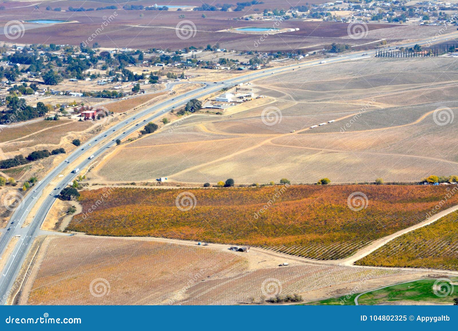 paso robles fall vineyards viewed from an airplane - amazing autumn colors