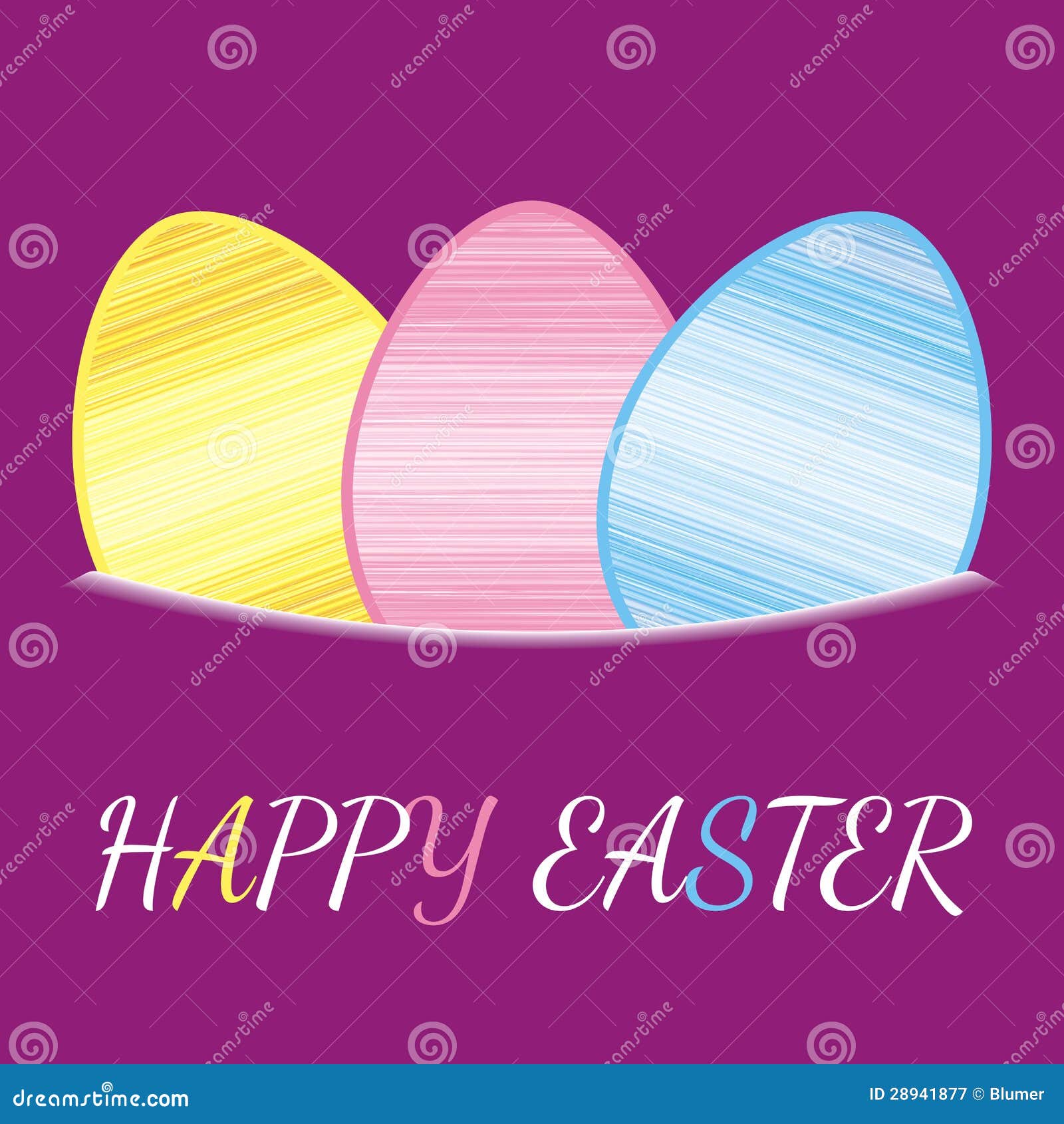 Pasqua felice con le uova colorate su fondo viola