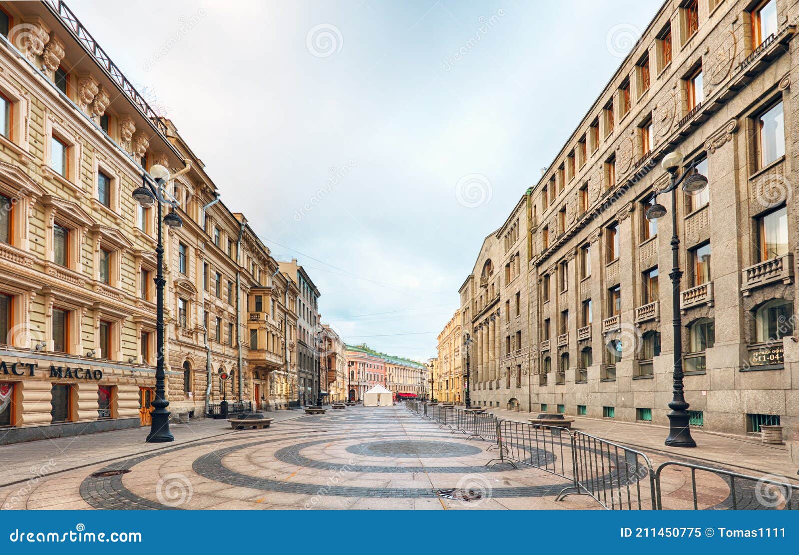 passage in arch of general staff building on bolshaya morskaya street to palace square in saint petersburg, russia
