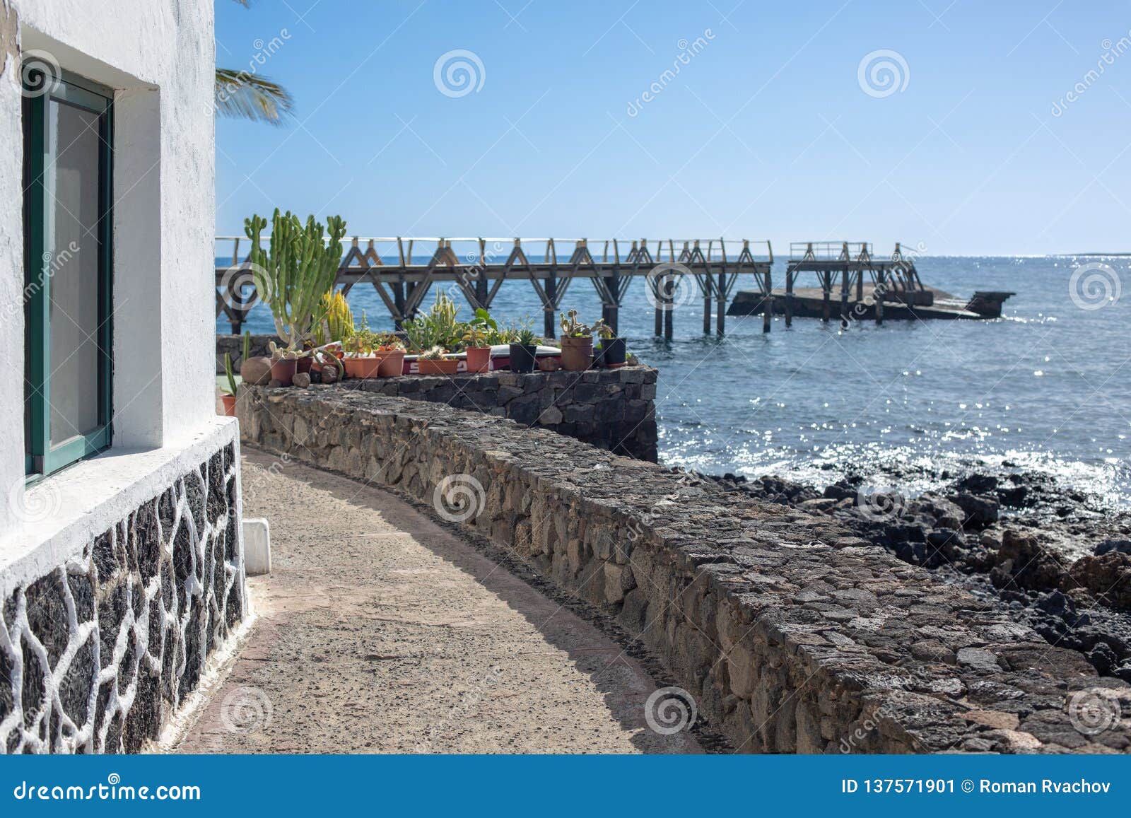 passage to the pier in arrieta on the island of lanzarote