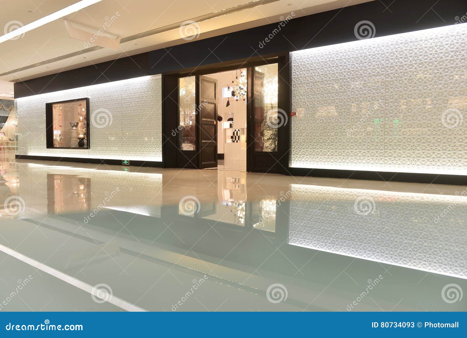 passageway and lighting shop in commercial building