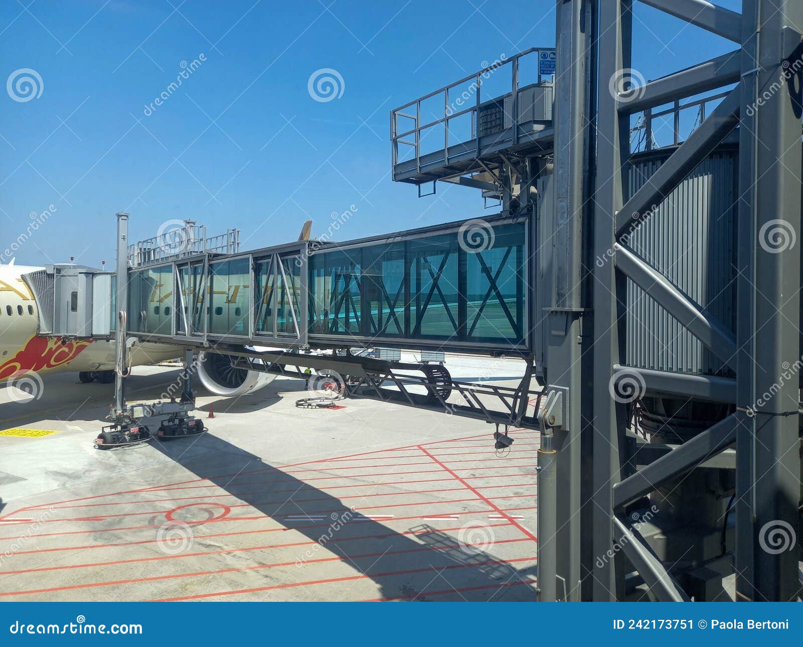 Passenger Corridor To Board the Plane at the Airport Stock Image ...