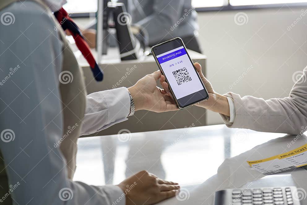 Passenger is Showing Online Check in Qr Code Boarding Pass To the