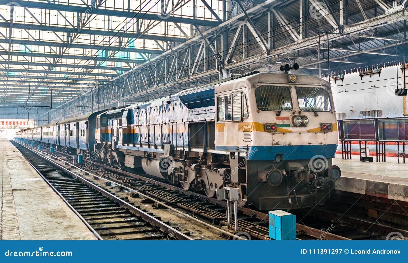 passenger train at chhatrapati shivaji maharaj terminus in mumbai