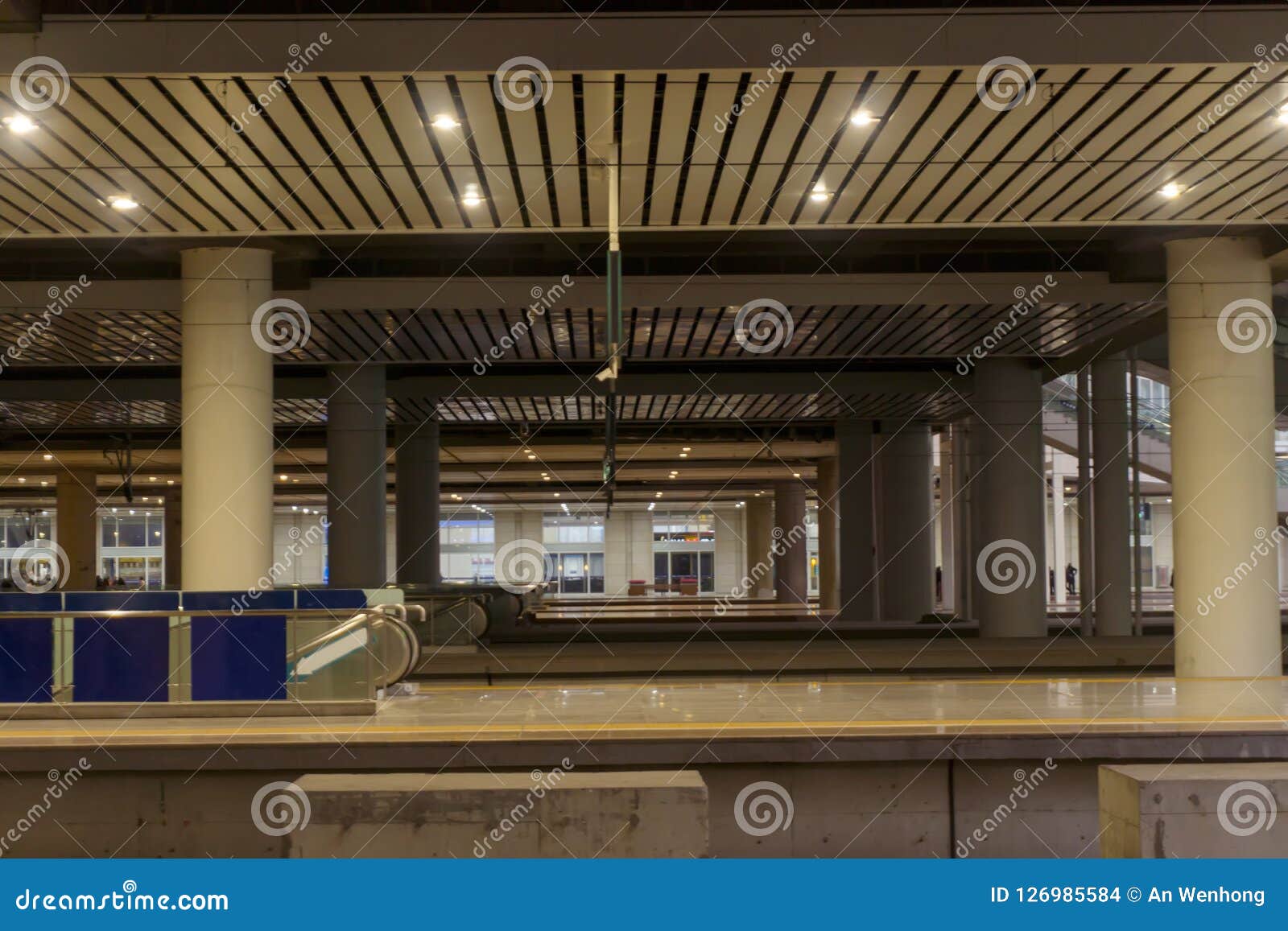 Train on the Railway Station at Night Stock Photo Image of modern
