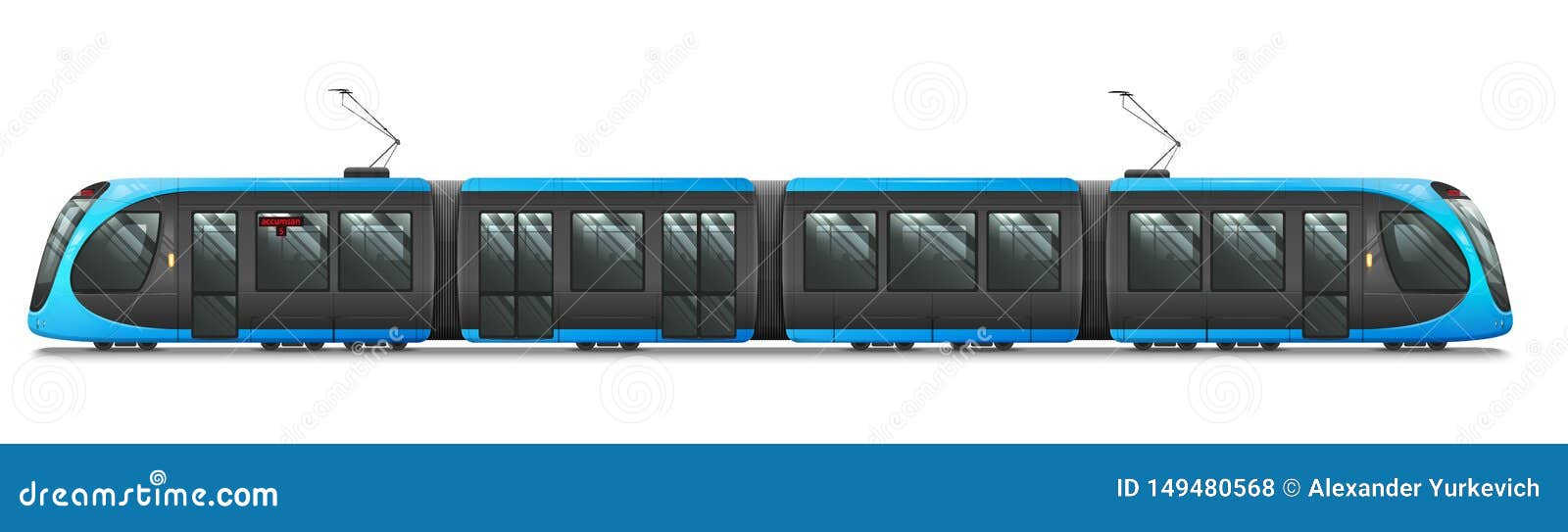Passenger Tram Train, Streetcar. Modern Urban Tramcar Stock Vector - Illustration of electricity ...