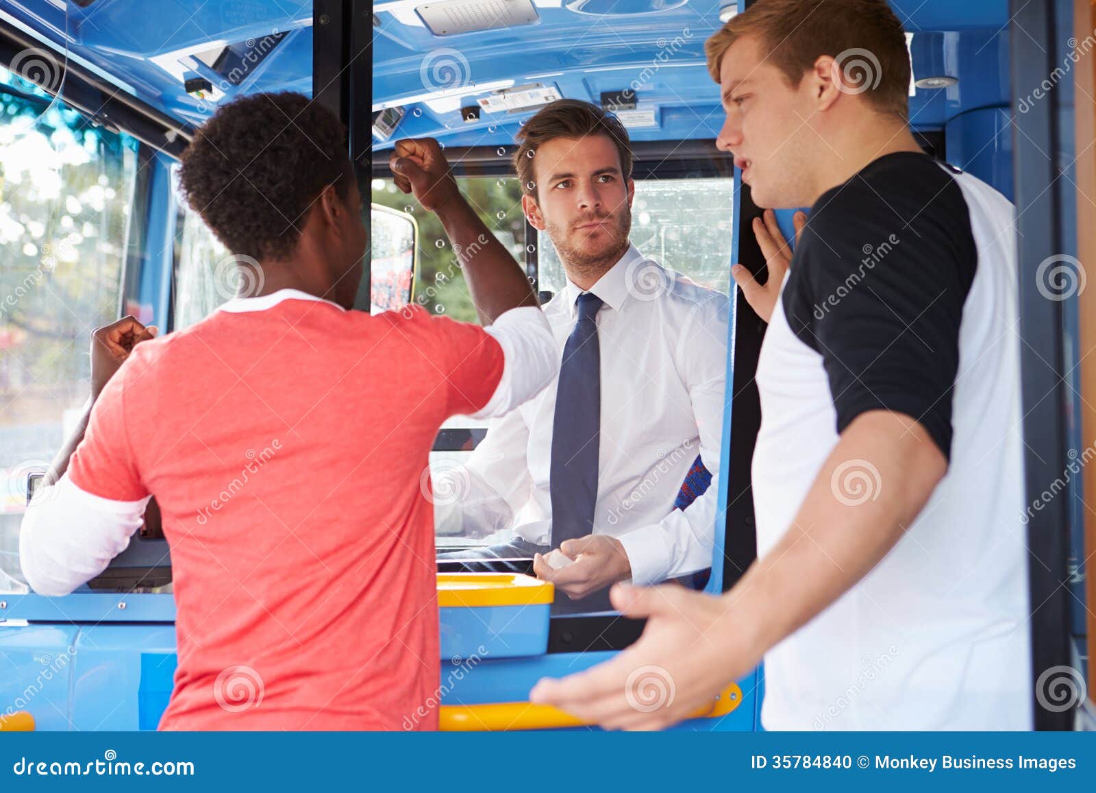 Passengers Arguing with Bus Driver Stock Photo Image of ride, angry