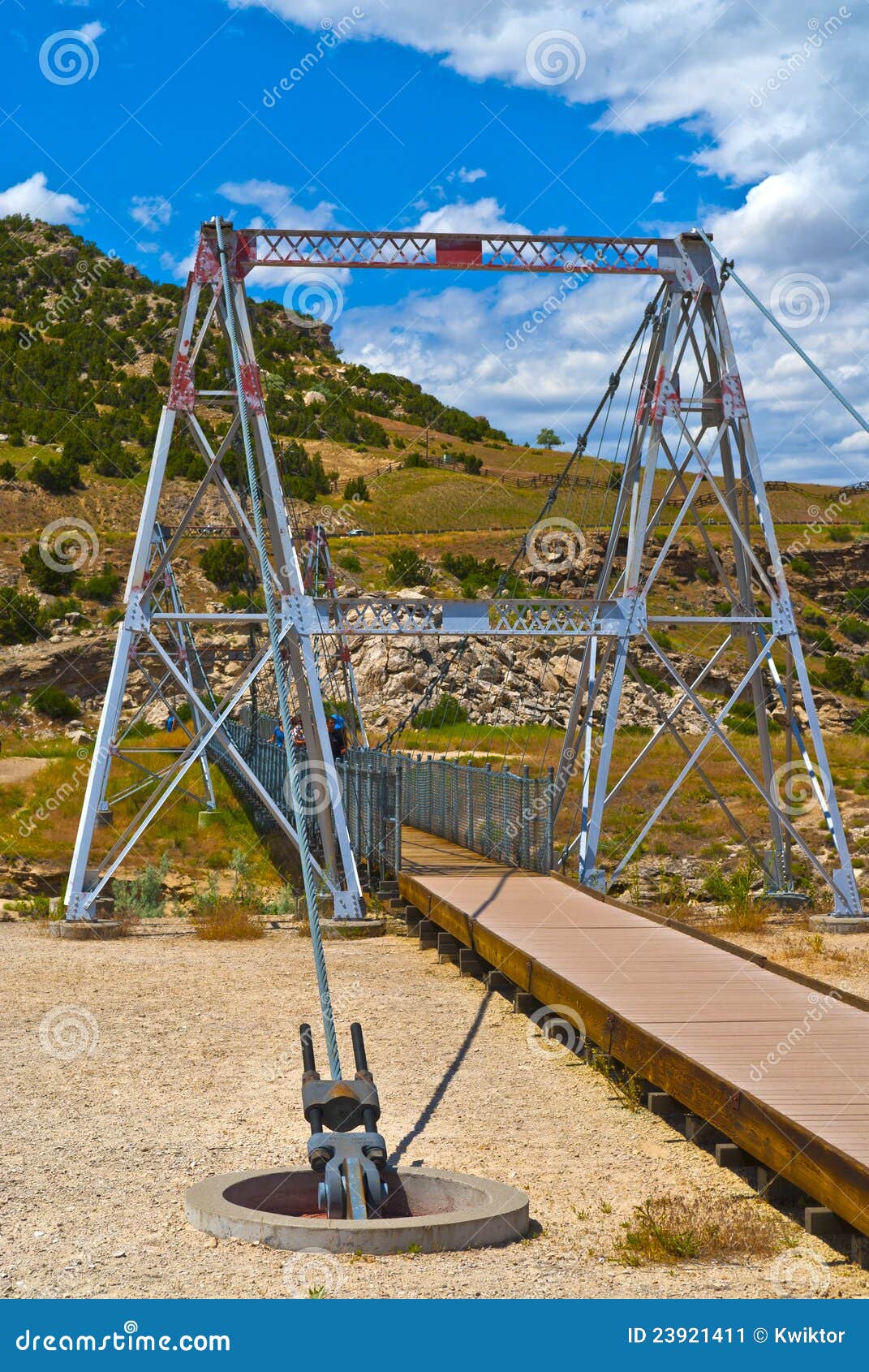 Passerelle De Suspension De Oscillation Thermopolis Image stock Image du suspension, extérieur