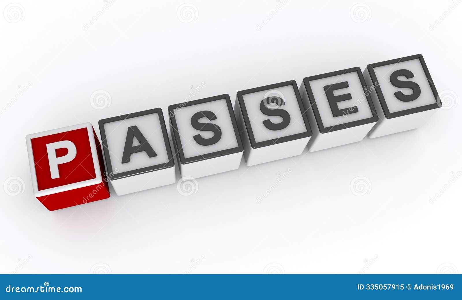 passes word block on white