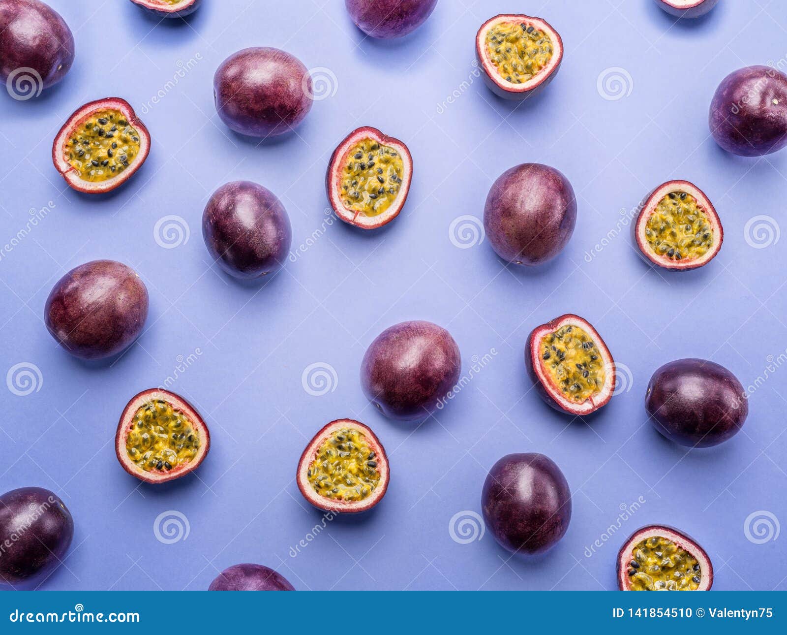 passion fruit background. set of passion fruits. top view
