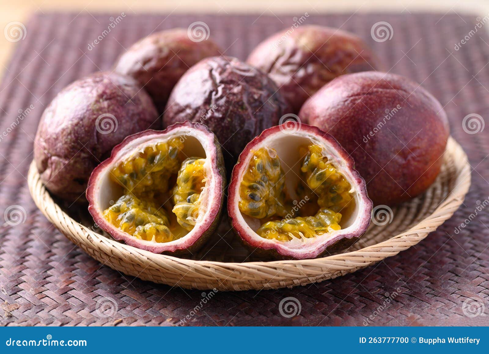 Passion Fruit in Basket, Tropical Fruit in Summer Season Stock Photo Image of health, seed
