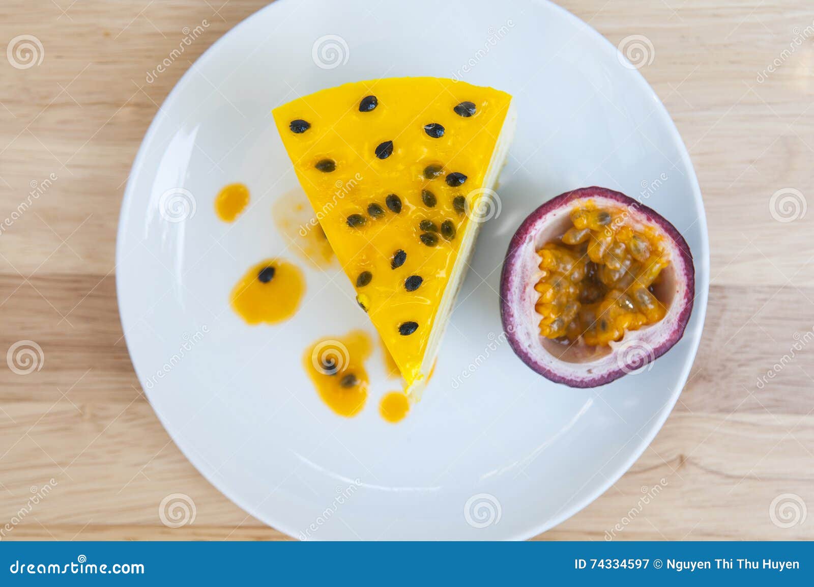 Passion fruit cheesecake stock image. Image of eating - 74334597